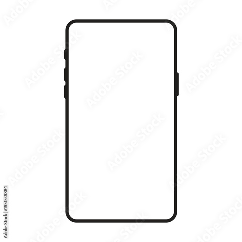 Minimalist outline of a modern smartphone with rounded edges
