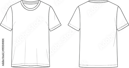 Blank white cotton t-shirt vector illustration and short sleeve clothing template featuring a front view casual fashion design for a blank textile tee