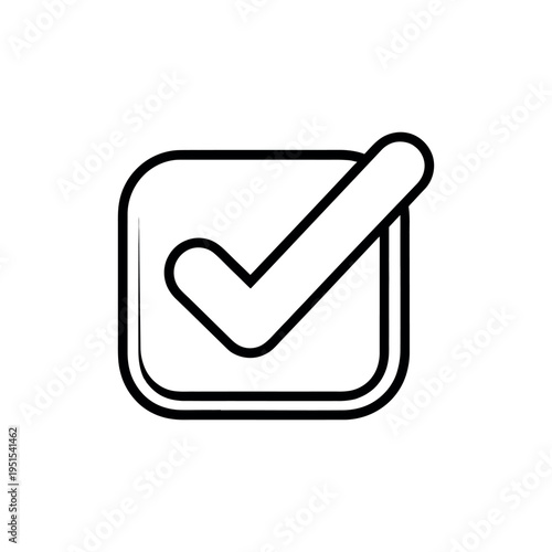 A simple black and white icon of a checkmark in a box
