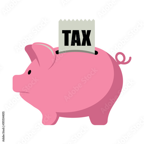 A pink piggy bank with a tax receipt on top