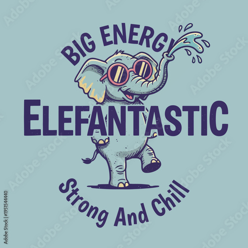 Cartoon elephant wearing sunglasses playful.