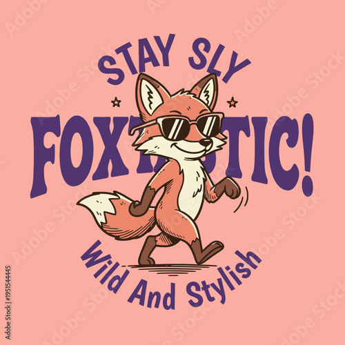 Cartoon Fox Wearing Sunglasses Smiling.