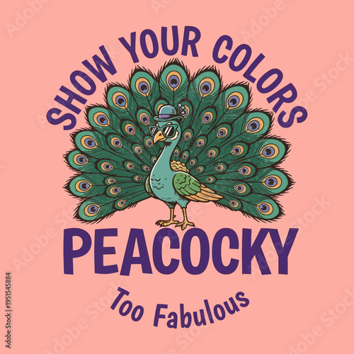 Colorful Peacock Bird Display Plumage.