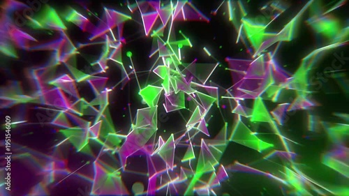 Green and Purple Connected Dots and Lines Plexus Animation