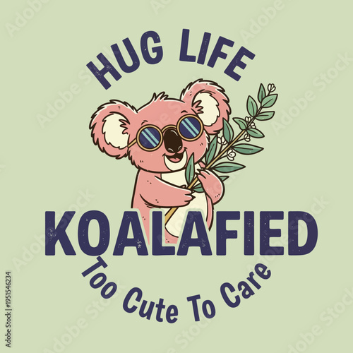 Pink Koala Wearing Sunglasses Smiling.