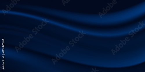  Black blue abstract background. Silk satin. Curtain, drapery. Shiny fabric. Dark. Wavy soft pleats. Navy blue elegant luxury background. Liquid wave effect. Gradient. Christmas. Festive.
