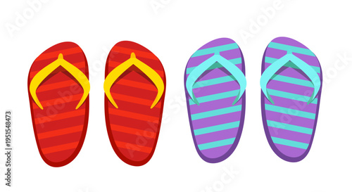 Flip flops set. Vector hand drawn illustration isolated on white background.