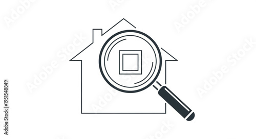 House under magnifying glass - Searching for real estate, property, and home.