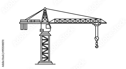 Detailed illustration of a construction crane, perfect for engineering projects and designs.
