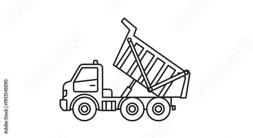 Dump truck illustration with raised bed for construction and transport.