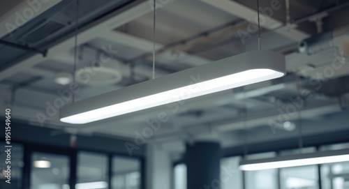 Office fluorescent lamp hanging with bright illumination