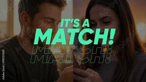 It's a match dating app concept. Online Tinder connection and mutual like. Tinder pure romance and relationship success. Find a pair motion graphic template. Falling in love. MOV alpha