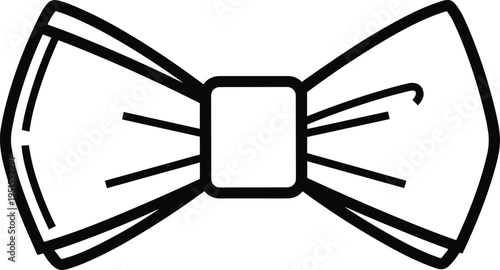 Hand drawn bow tie icon, sketch style fashion accessory illustration, formal clothing symbol, elegant menswear design minimal vector modern look
