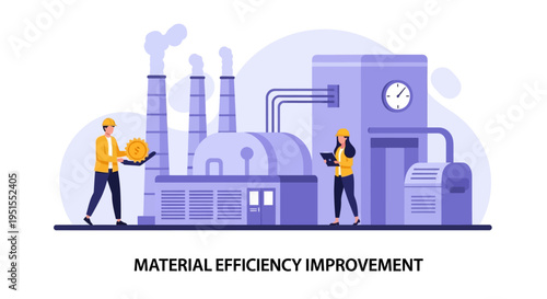 Material Efficiency Improvement in Manufacturing Industry. Factory Workers Optimizing Production for Cost Savings and Productivity.