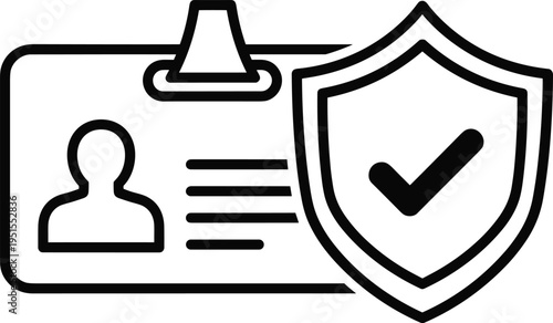 Identity verification, secure ID card, personal data protection, authentication system concept, privacy security, cad drawing flat vector illustration design