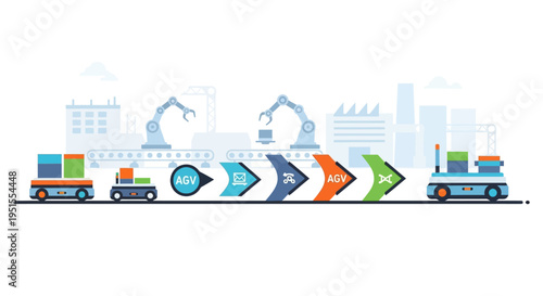 Smart Factory Automation: AGV Robots and Robotic Arms Streamlining Manufacturing and Logistics Processes