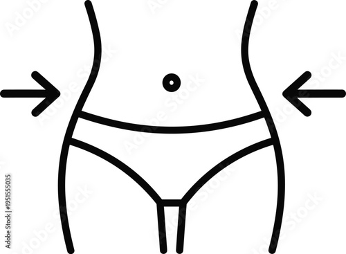 Waist expansion, body shape increase, weight gain concept, belly fat growth, health risk awareness, cad drawing flat vector illustration design