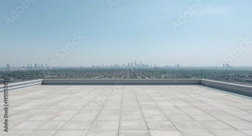 Modern rooftop design above a spacious empty floor surface