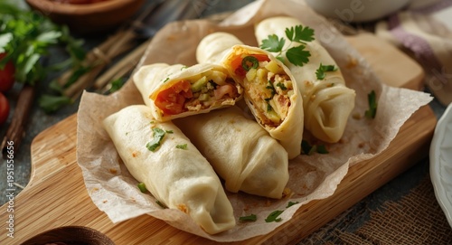 Handcrafted vegetable lumpia filled with fresh vegetables and wrapped in egg dough