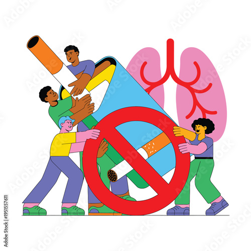 A group of people working together to stop smoking and promote healthy lungs