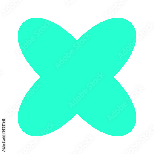 Cyan rounded cross shape with smooth edges. Abstract geometric element for modern branding vector illustration.