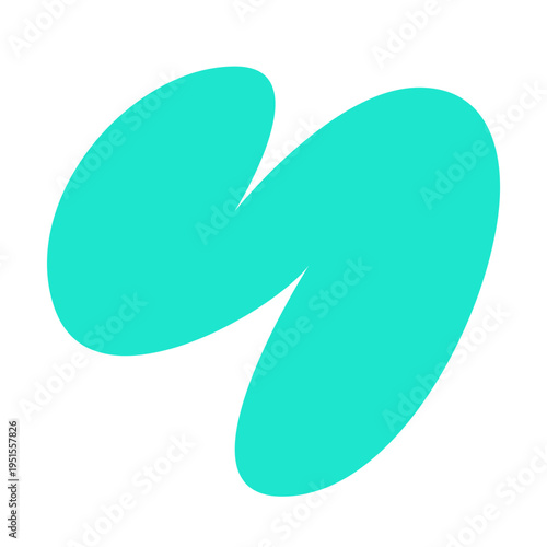Turquoise curvy abstract blob shape. Modern organic element for minimal logo design vector illustration.