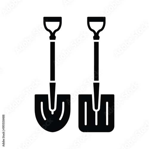 Two black shovels and scoops on a white background illustration