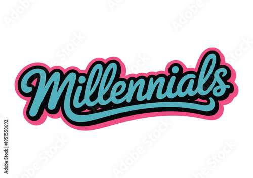 A colorful graphic illustration of the word Millennials in a stylized font