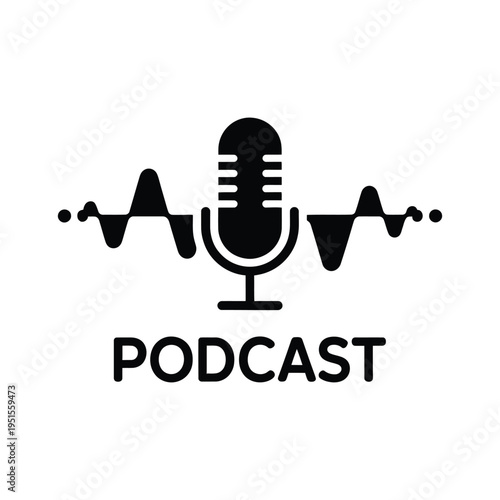 A simple black and white logo for a podcast show