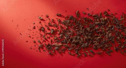 Exquisite puer tea aged gracefully with red mountain soil influence on a bold red canvas