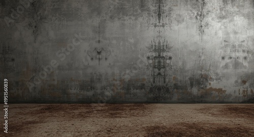 grungy interior featuring rough concrete wall and textured dirt floor created with AI technology