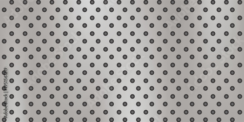 Vector conceptual gray abstract metal stainless steel aluminum perforated pattern texture mesh background as metaphor to industrial, abstract, technology, grid, silver, grate, spot, grille surface