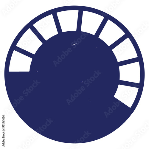Stylized Graphic of a Gauging Dial or Measuring Tool in Bold Blue Tones with White Accents for Design Purposes