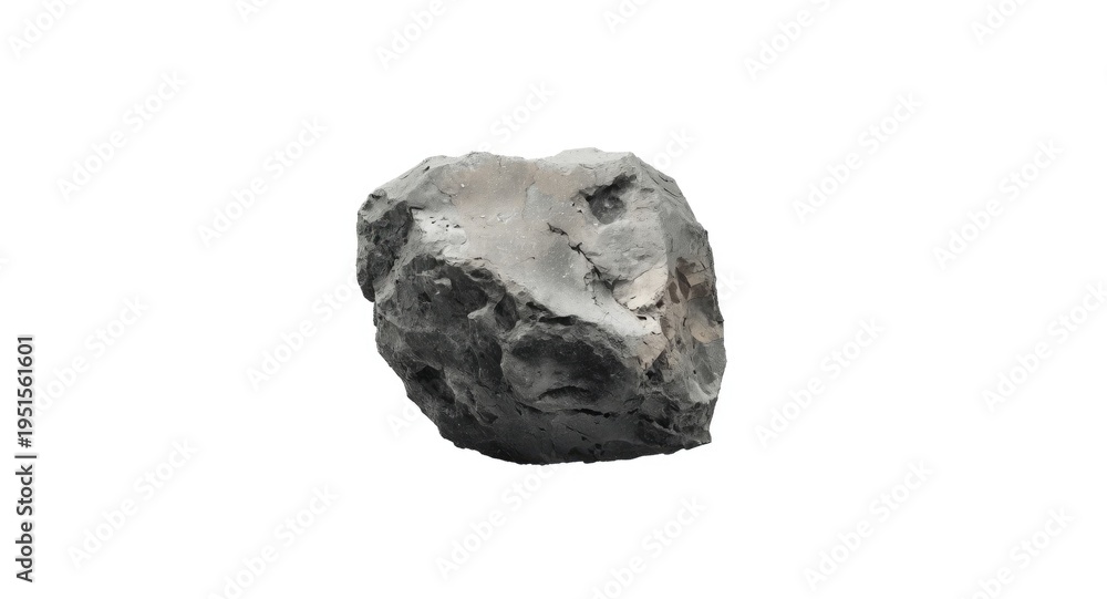 Fototapeta premium Isolated space asteroid with rough textured surface and asymmetric shape on clean white background