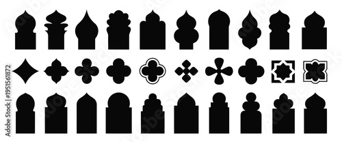 Islamic Geometric Shapes Collection for Door and Window Silhouettes