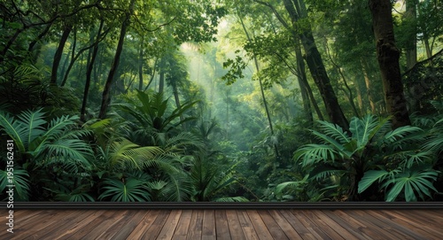 Large format print showing tropical forest backdrop for wall decor