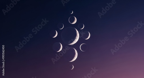 Lunar cycle phases in the night sky