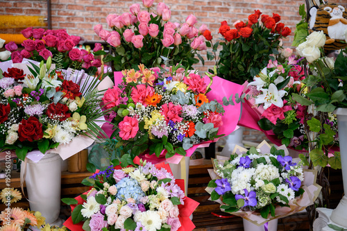 Wallpaper Mural Colorful flower bouquets arranged in a floral shop display Torontodigital.ca