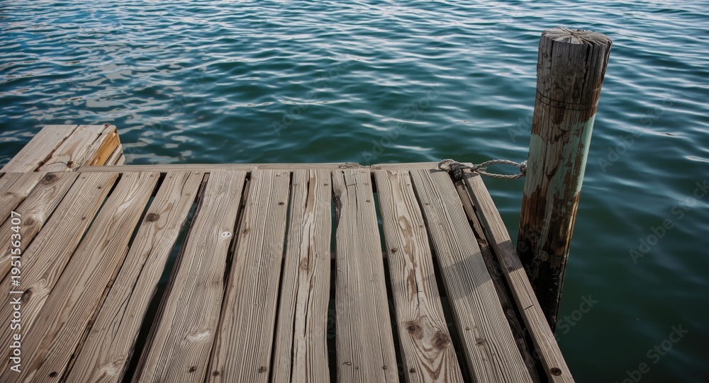 Fototapeta premium Rustic platform beside classic weathered boat dock