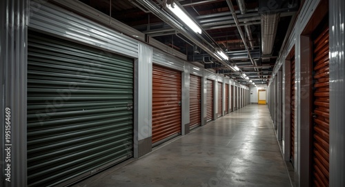 Evening scene of a storage facility with safety fire doors