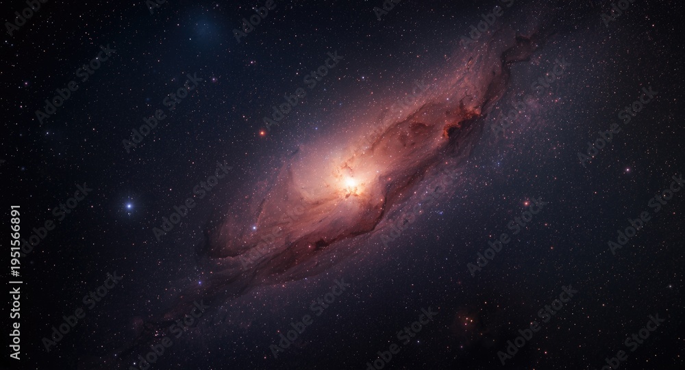 Fototapeta premium Nebula glowing brightly from light of galaxies and stars billions of lightyears distant
