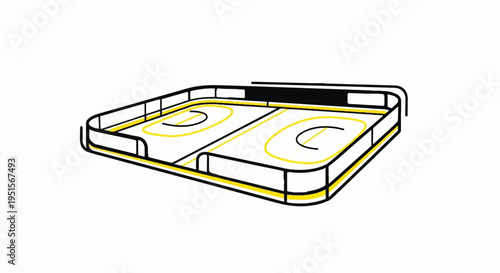 A stylized drawing of an ice hockey rink on a white background