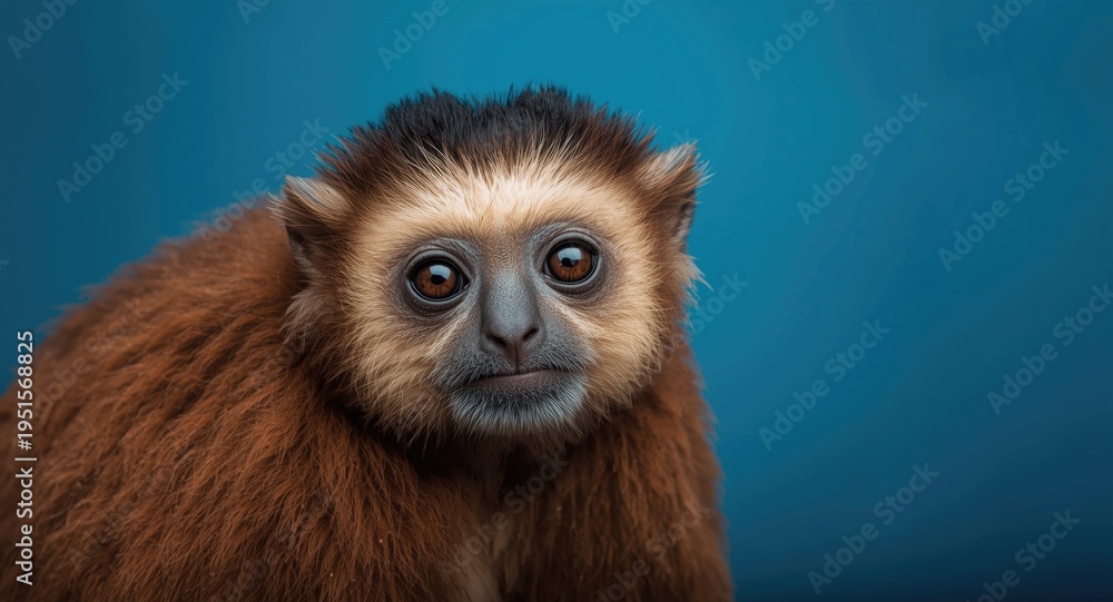 Fototapeta premium Slow loris monkey rendered with lifelike fur and tranquil blue background
