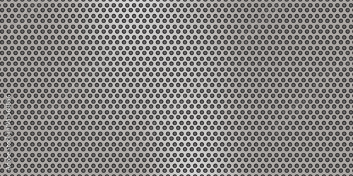 Vector conceptual gray abstract metal stainless steel aluminum perforated pattern texture mesh background as metaphor to industrial, abstract, technology, grid, silver, grate, spot, grille surface