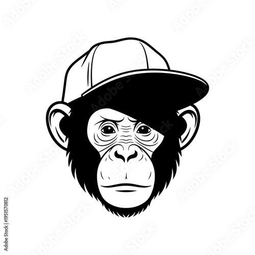 Cool Monkey Wearing a Baseball Cap - Hip Hop Style