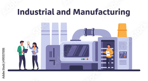Industrial Manufacturing and Factory Operations with Engineers Managing Production Process
