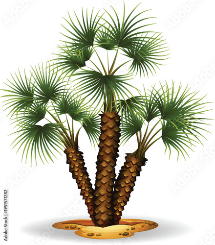 Botanical palm plant illustration for tropical beach and island scenery vector