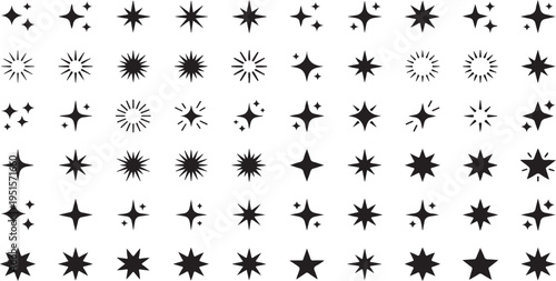 Minimalist Sparkle and Star Icon Set Magic Twinkle Vector Bundle