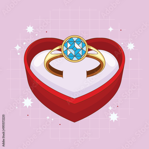 Elegant female gold ring with diamond for jewelry catalog design vector
