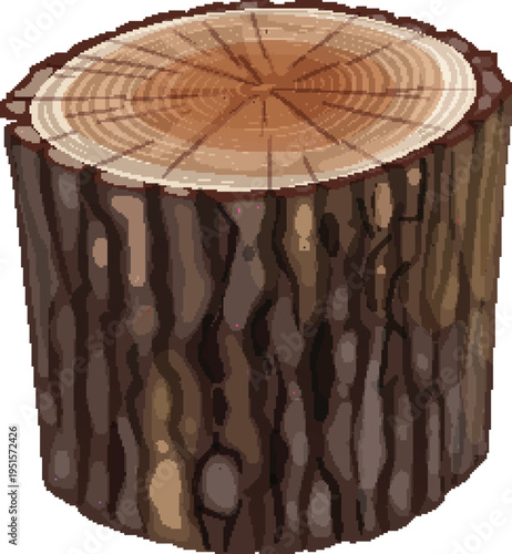 Forestry background with circular wood stump and annual growth rings vector